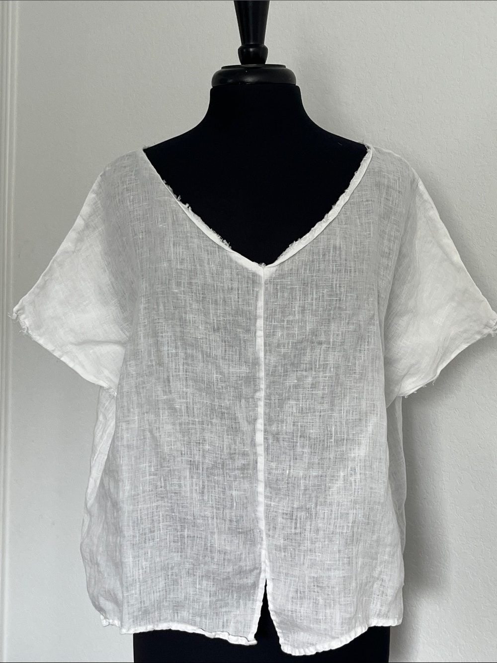 Grade & Gather White Linen V-Neck Top